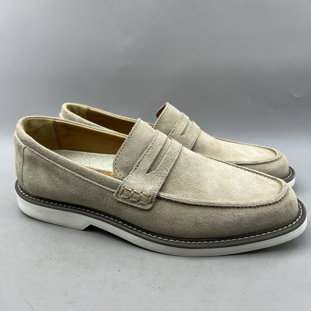 FootJoy Suede Penny Loafers Men Size 9 Beige Cork Casual Comfort Slip On Shoes